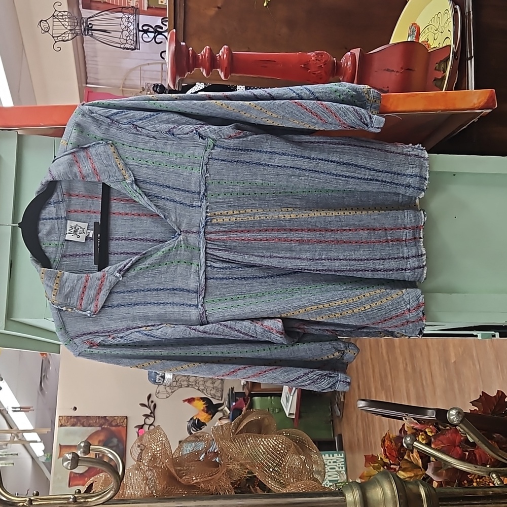 Ivy Jane chambray with multi color stripes